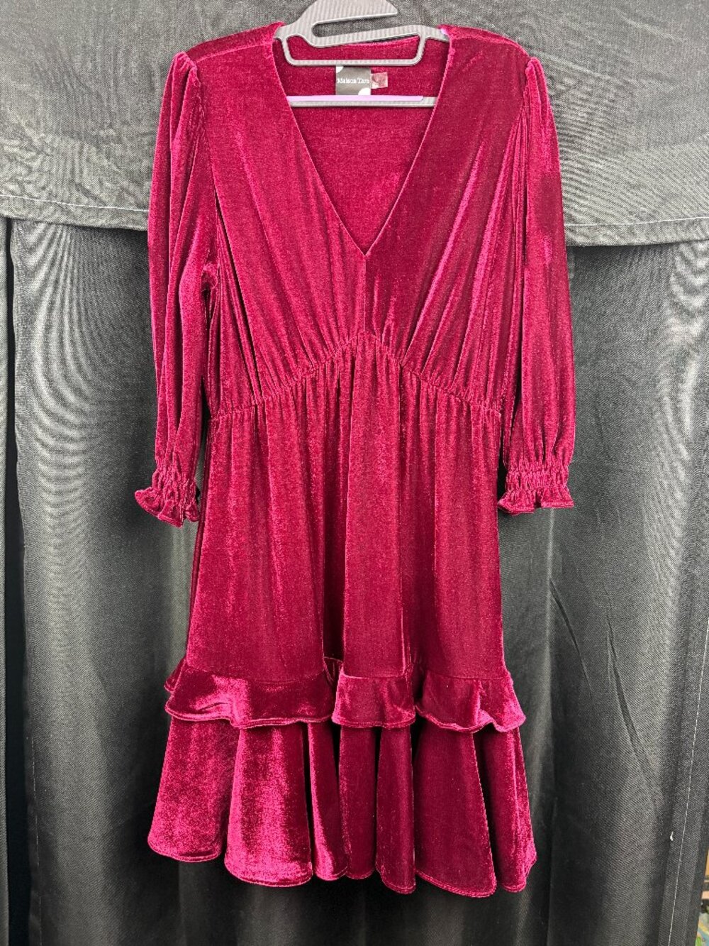 Maison Tara Burgundy Velvet Dress (Size 12)